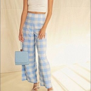 High Rise Wide Leg Gingham Pants